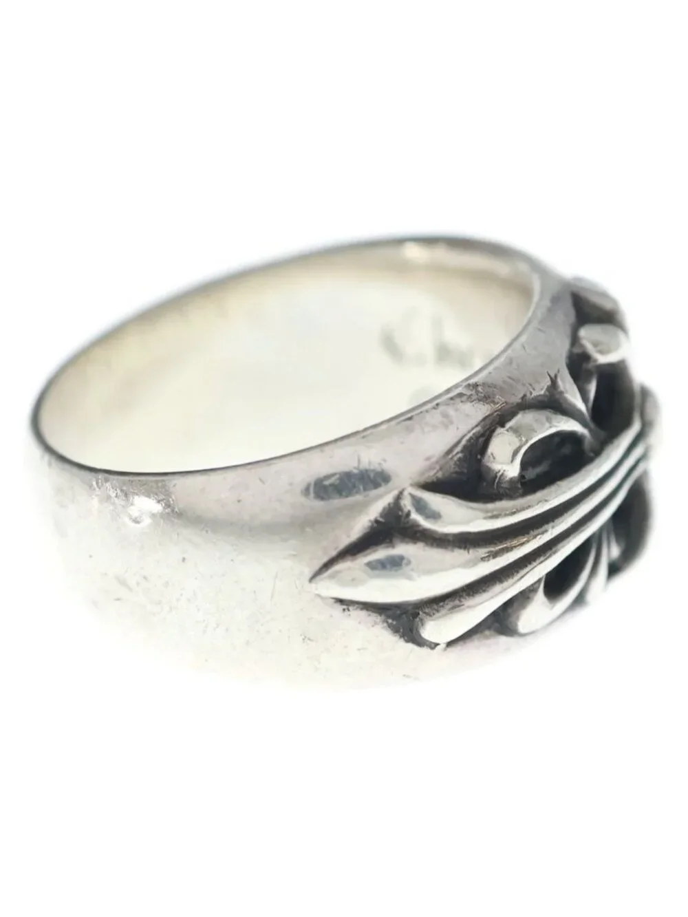 Chrome Hearts Flrl Crs Floral Cross Ring Silver